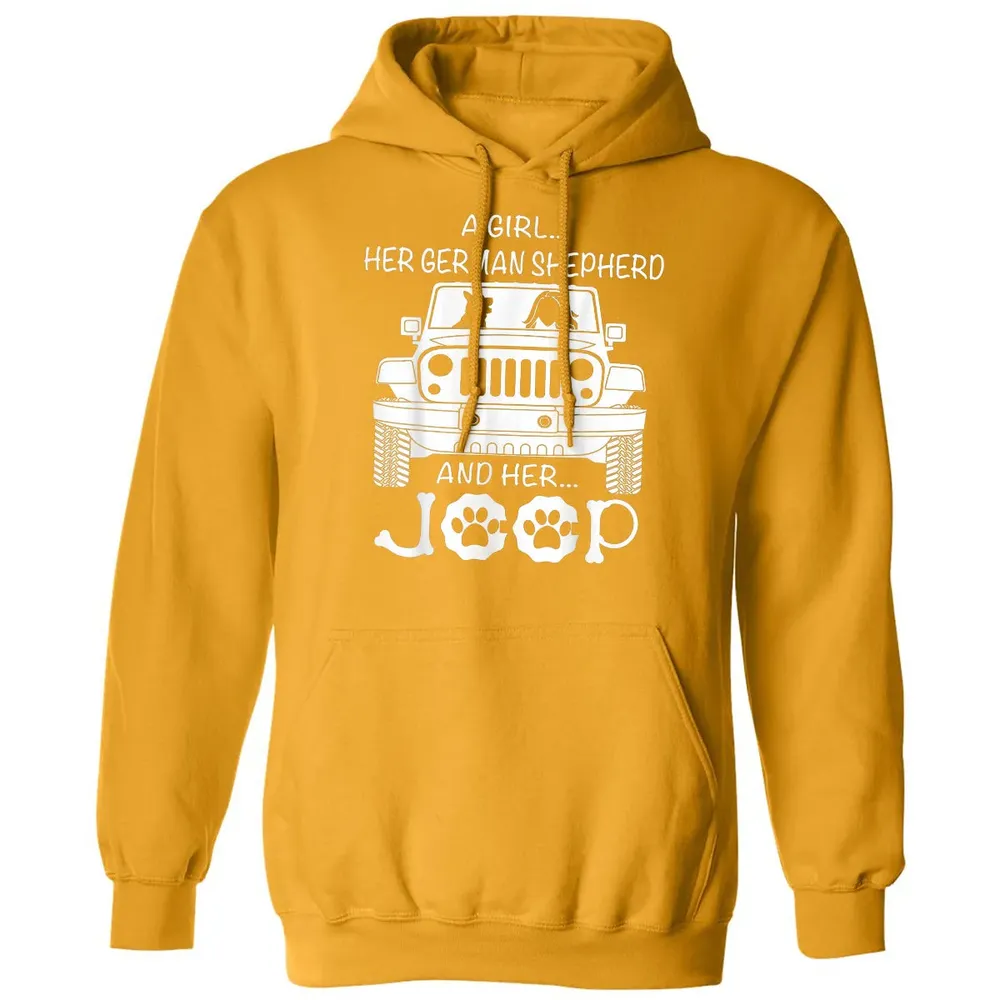 Her Jeep And Her German Shepherd Dog Classic Unisex Hoodie - 12