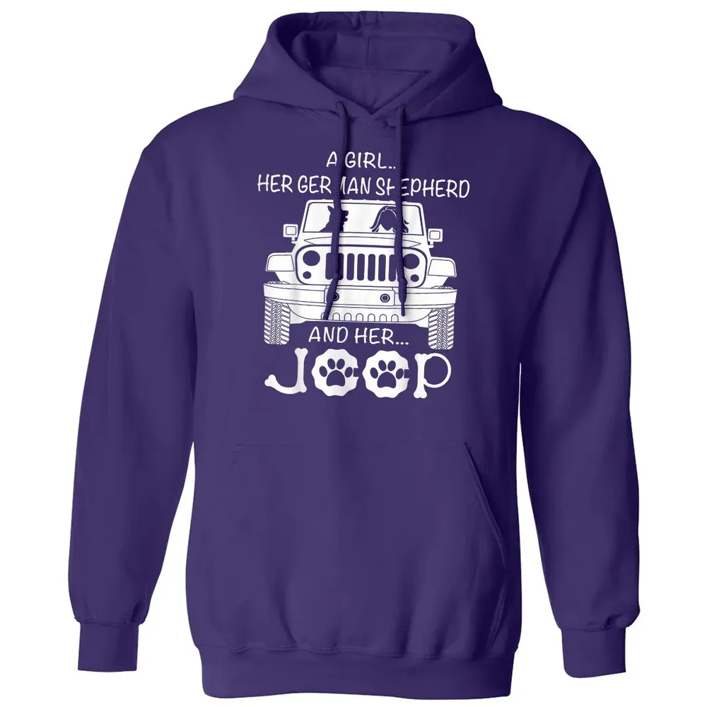 Her Jeep And Her German Shepherd Dog Classic Unisex Hoodie - 6