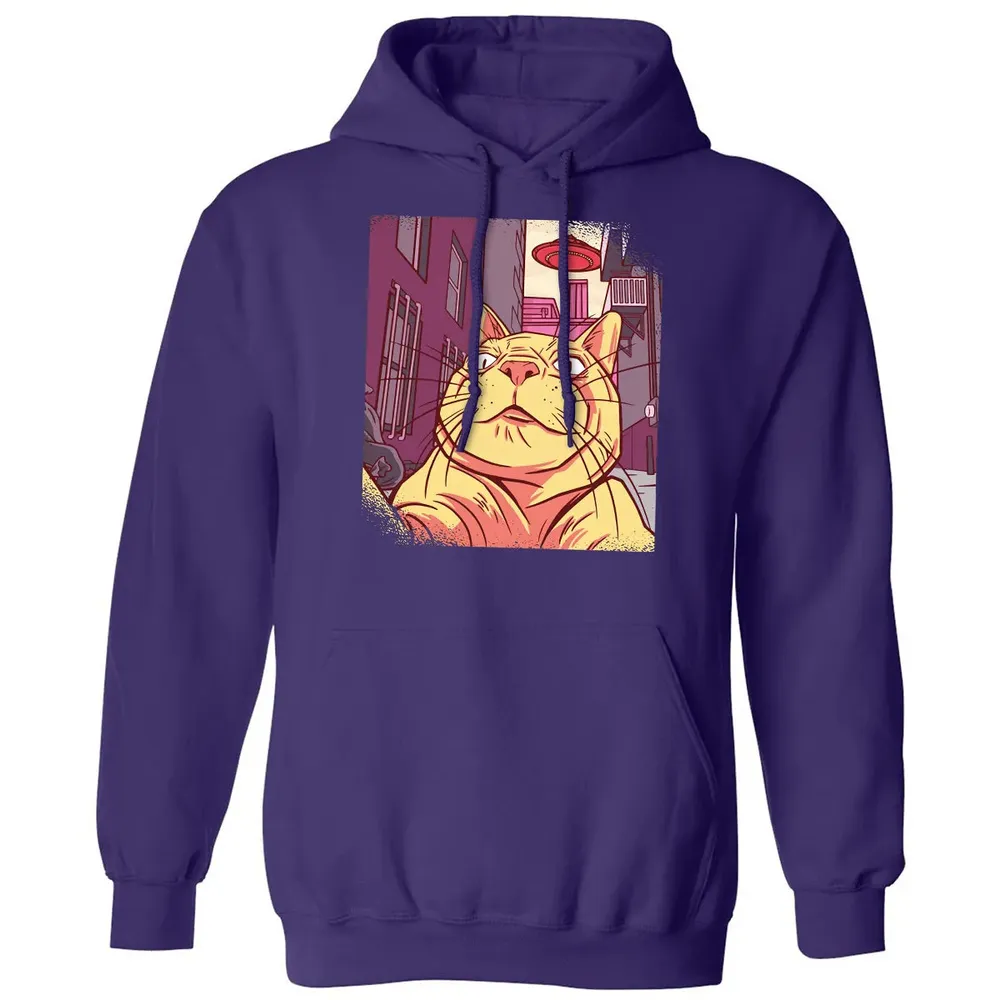 Cat Selfie With UFO Classic Unisex Hoodie - 6