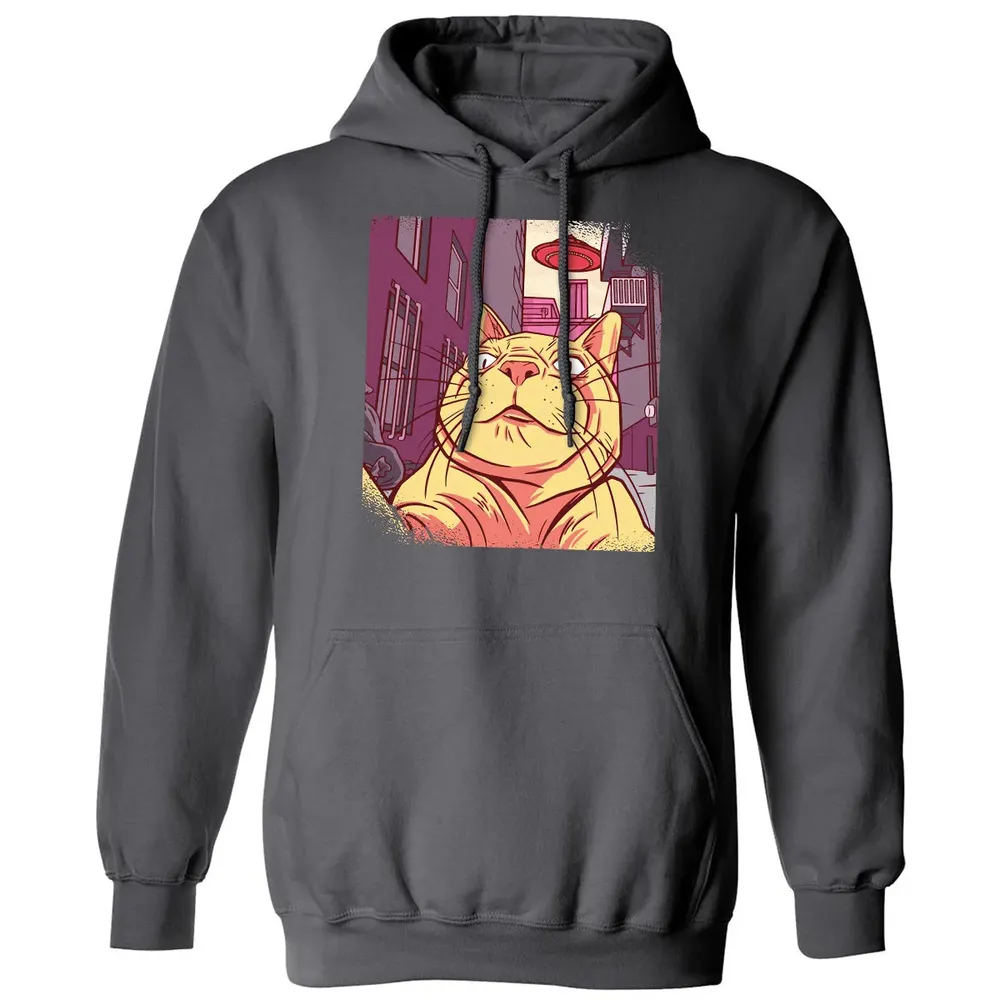 Cat Selfie With UFO Classic Unisex Hoodie - 7