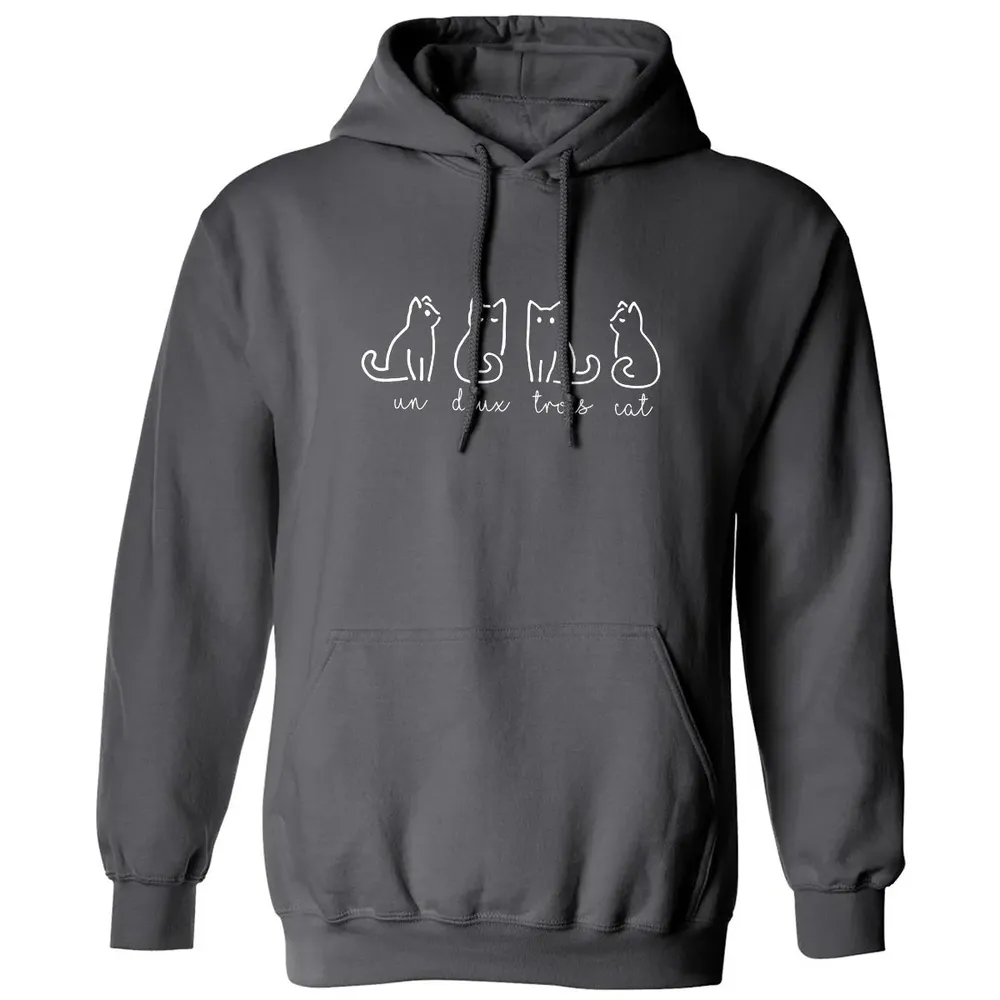 Cute Abstract Un Deux Trois Cat French Kitty Classic Unisex Hoodie - 7