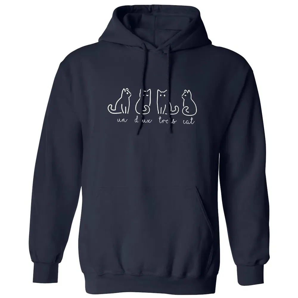 Cute Abstract Un Deux Trois Cat French Kitty Classic Unisex Hoodie - 2
