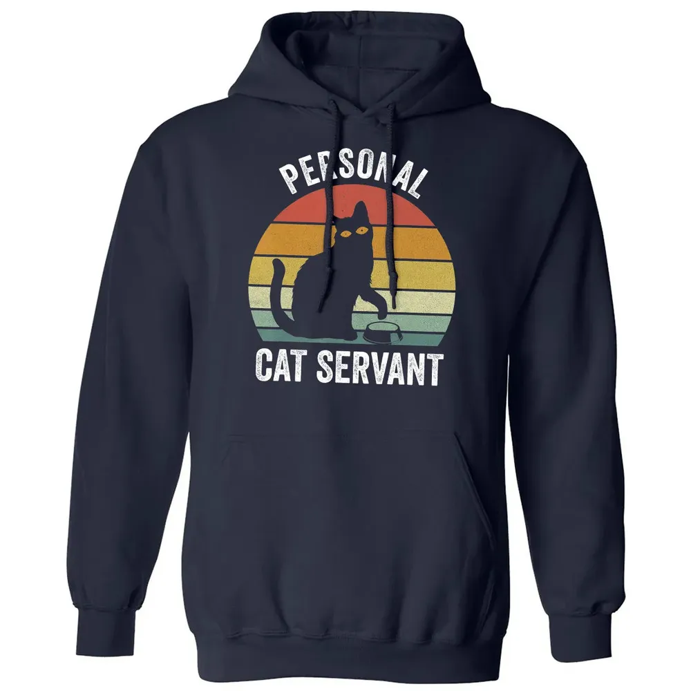 Retro Ca Black Cat Personal Cat Servant Cat Lover Classic Unisex Hoodie - 2