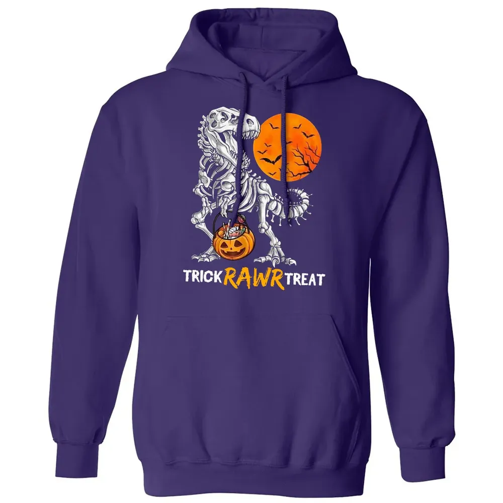 Dinosaur Skeleton Trick Rawr Treat Classic Unisex Hoodie - 6