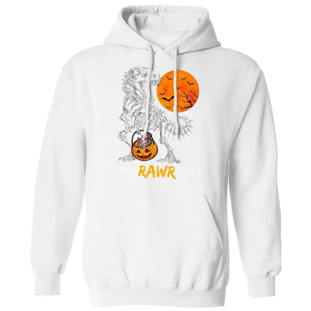 Dinosaur Skeleton Trick Rawr Treat Classic Unisex Hoodie - 11