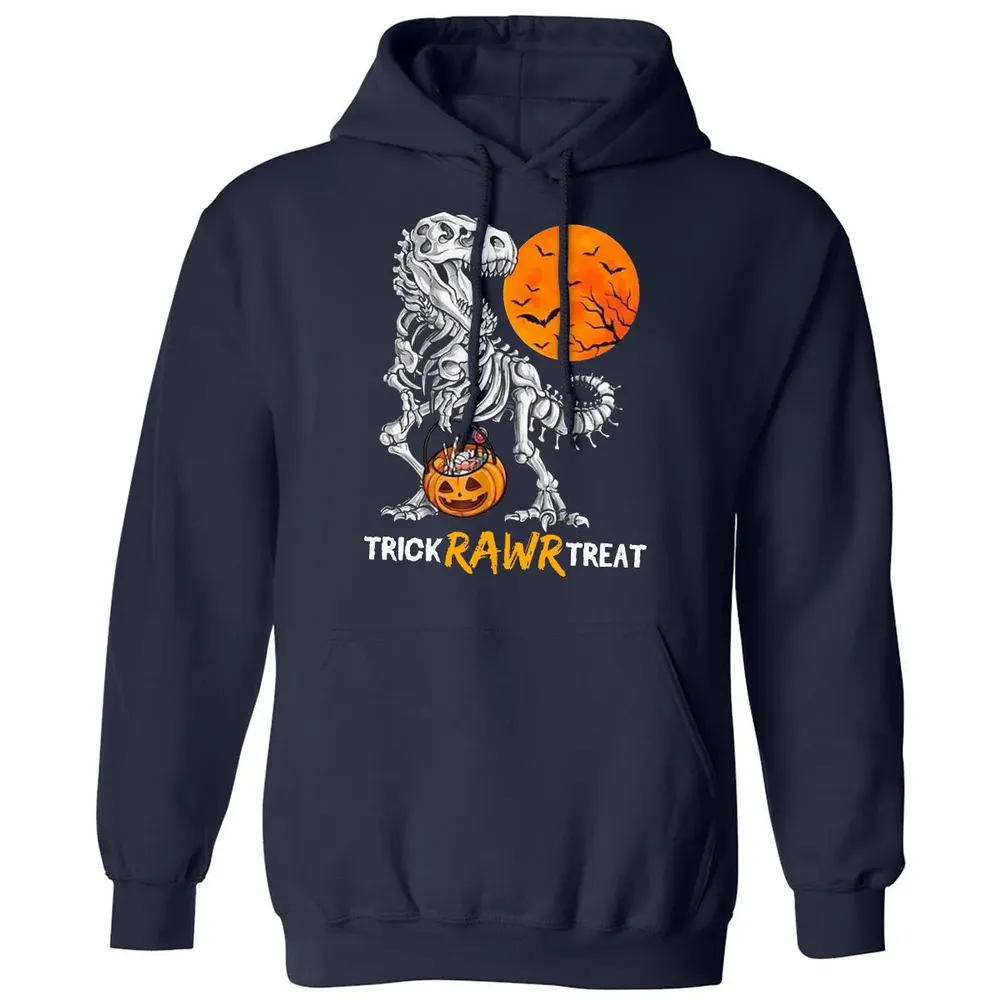 Dinosaur Skeleton Trick Rawr Treat Classic Unisex Hoodie - 2