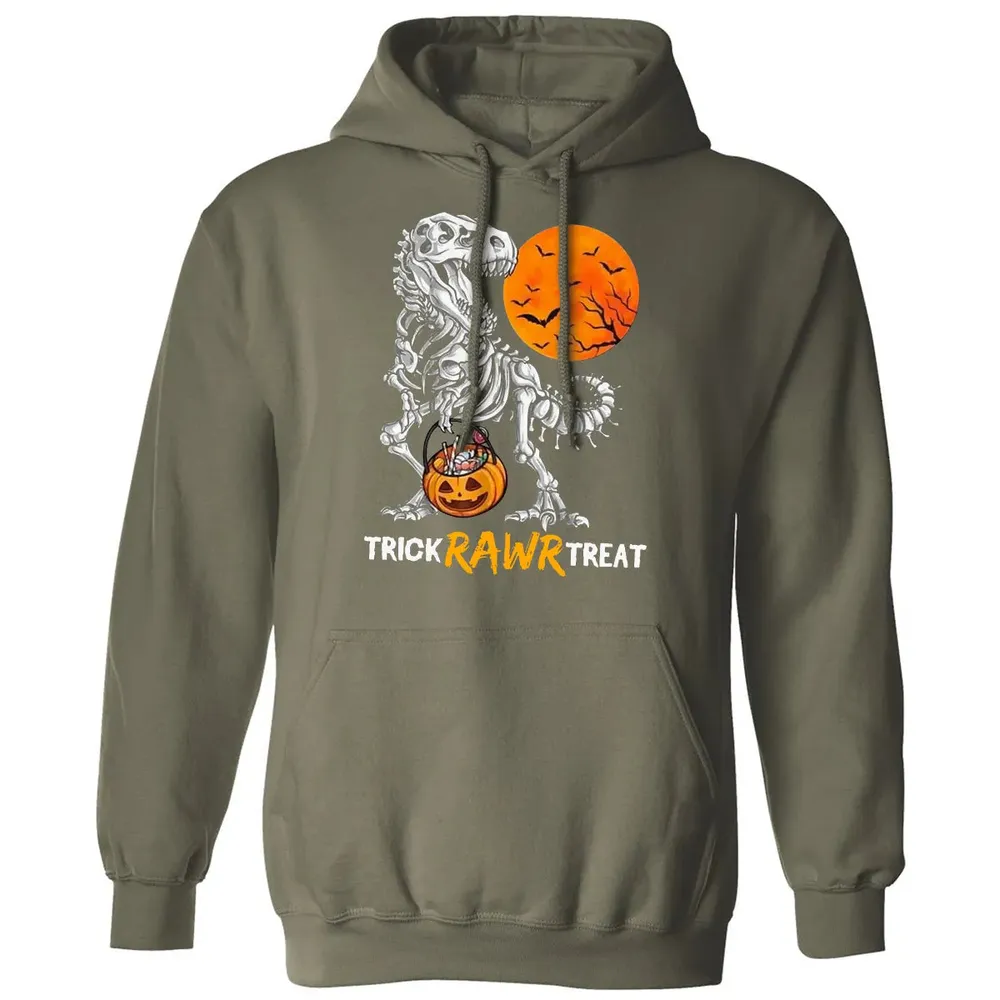 Dinosaur Skeleton Trick Rawr Treat Classic Unisex Hoodie - 4