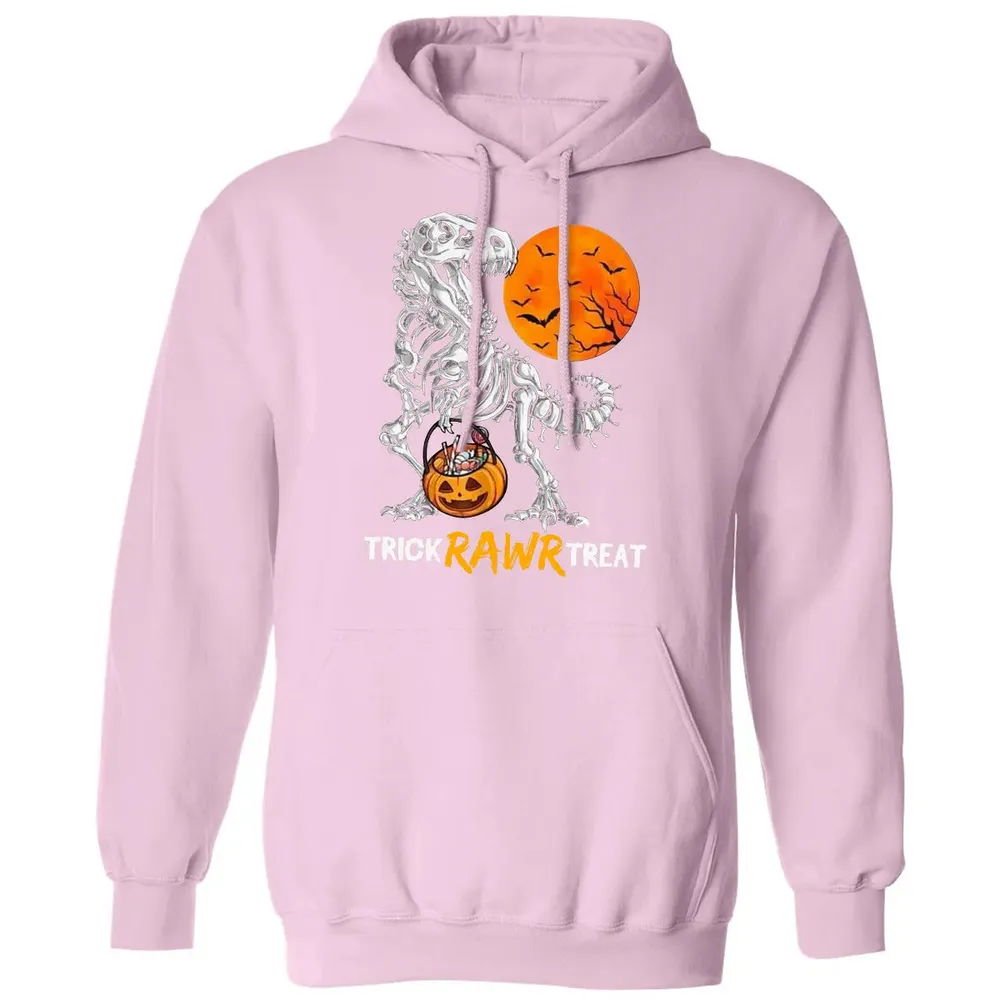 Dinosaur Skeleton Trick Rawr Treat Classic Unisex Hoodie - 3