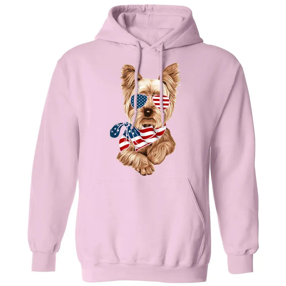 American Flag Yorkie Patriotic 4th Of July T Classic Unisex Hoodie - 3