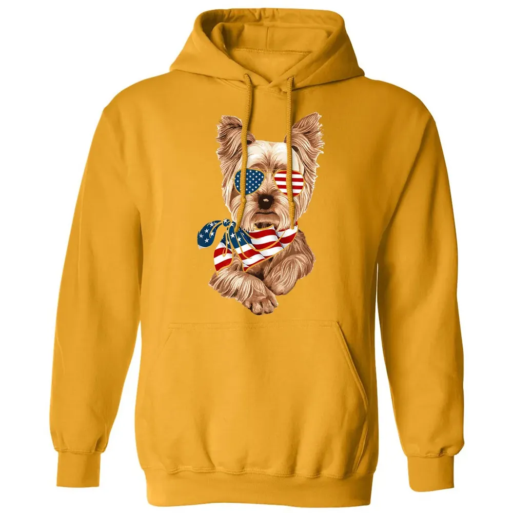 American Flag Yorkie Patriotic 4th Of July T Classic Unisex Hoodie - 12