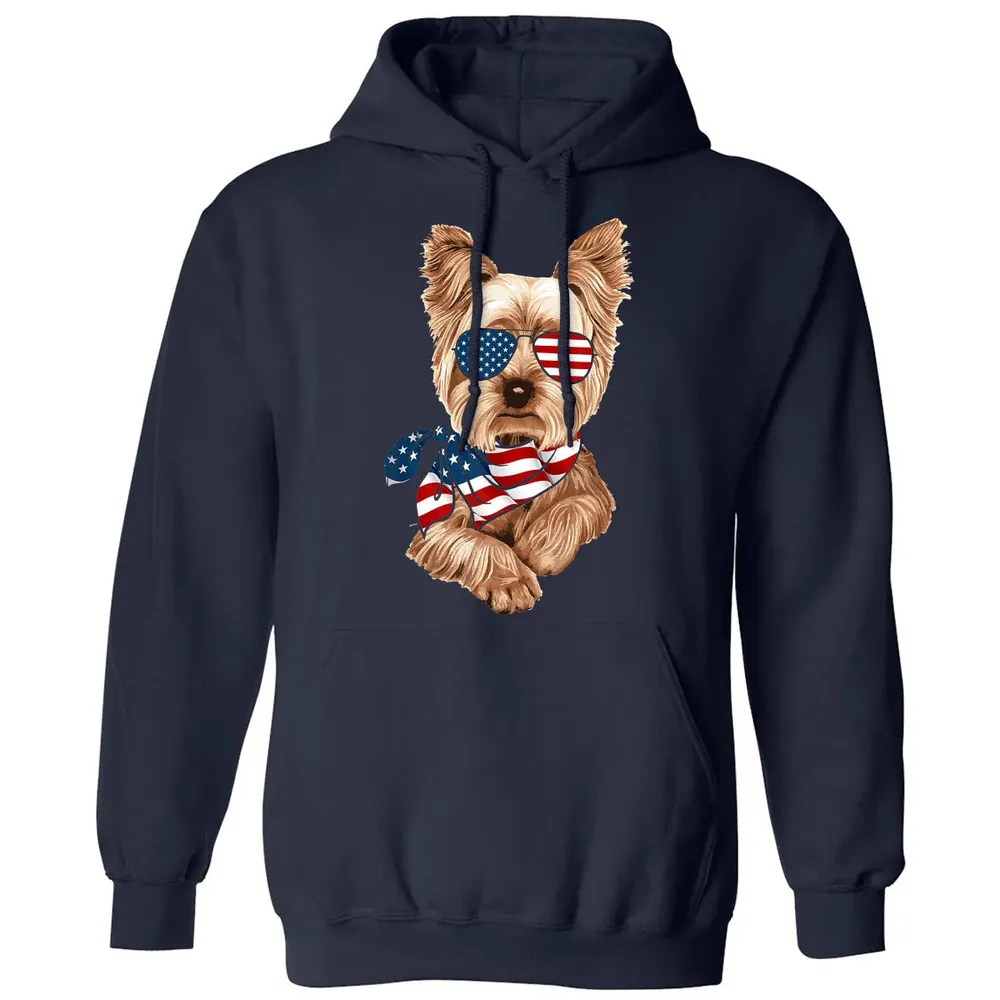 American Flag Yorkie Patriotic 4th Of July T Classic Unisex Hoodie - 2