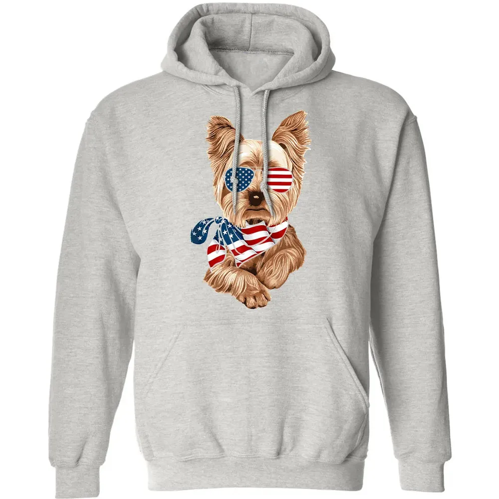 American Flag Yorkie Patriotic 4th Of July T Classic Unisex Hoodie - 8