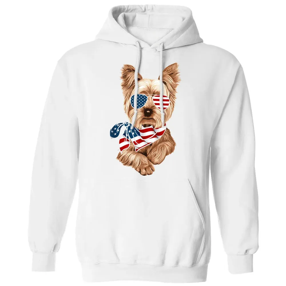 American Flag Yorkie Patriotic 4th Of July T Classic Unisex Hoodie - 11