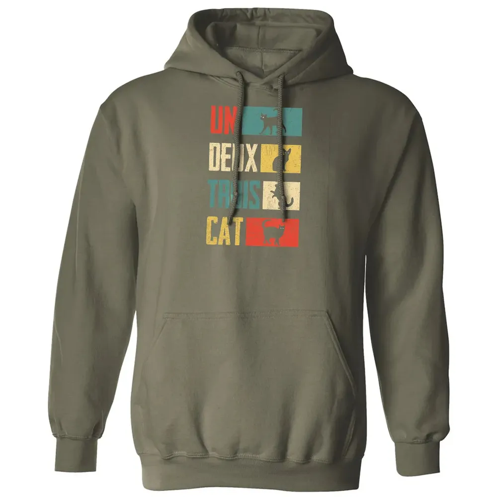 Cas Un Deux Trois Cat French Joke Vintage Cat Lover Classic Unisex Hoodie - 4
