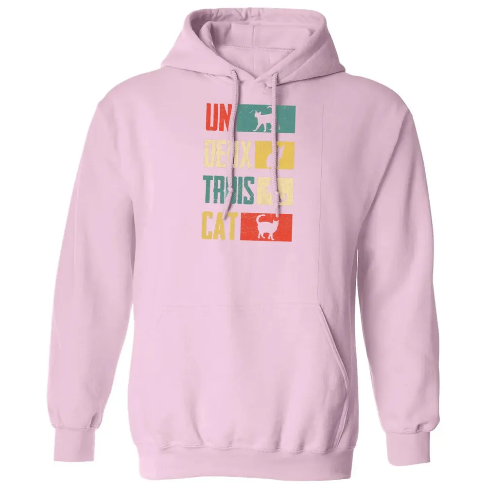 Cas Un Deux Trois Cat French Joke Vintage Cat Lover Classic Unisex Hoodie - 3