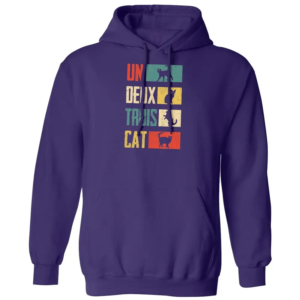 Cas Un Deux Trois Cat French Joke Vintage Cat Lover Classic Unisex Hoodie - 6