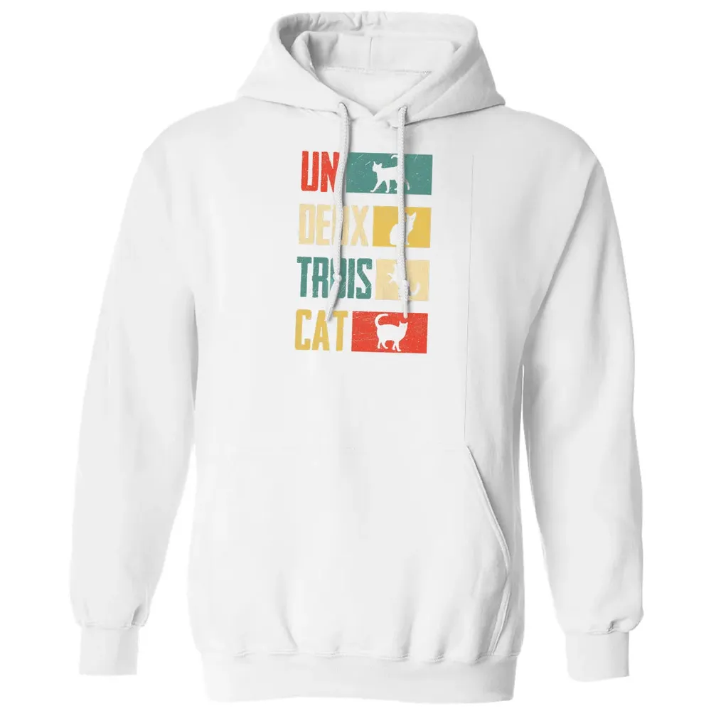 Cas Un Deux Trois Cat French Joke Vintage Cat Lover Classic Unisex Hoodie - 11
