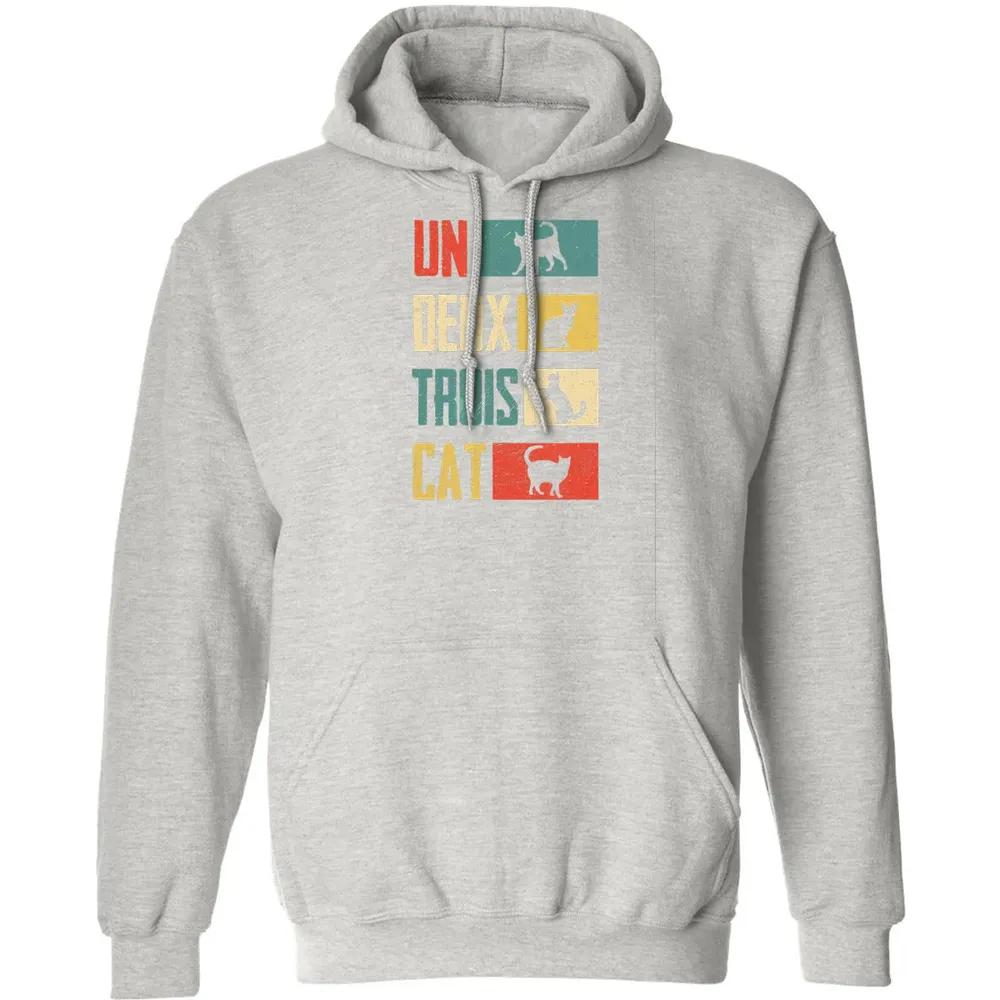 Cas Un Deux Trois Cat French Joke Vintage Cat Lover Classic Unisex Hoodie - 8