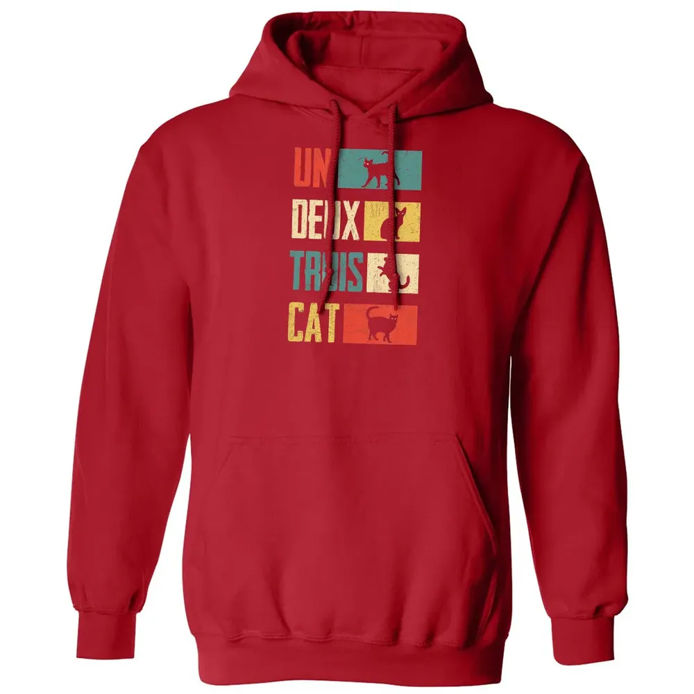Cas Un Deux Trois Cat French Joke Vintage Cat Lover Classic Unisex Hoodie - 5