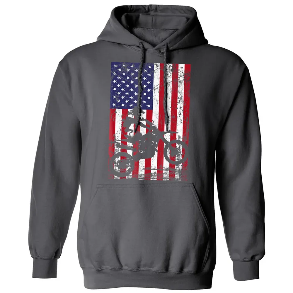Dirt Bike American Flag  4th of july Classic Unisex Hoodie - 7