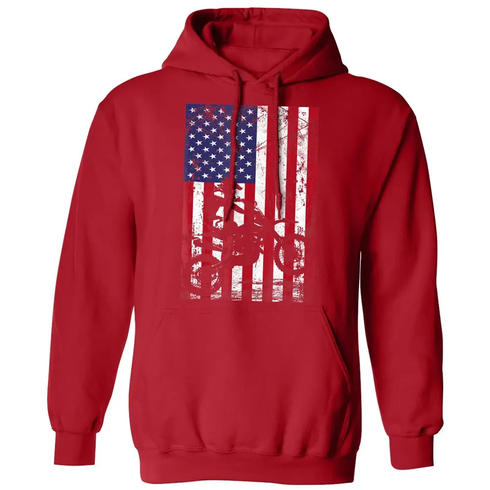 Dirt Bike American Flag  4th of july Classic Unisex Hoodie - 5