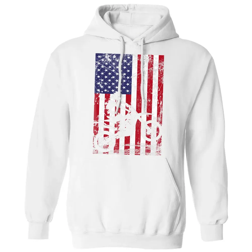 Dirt Bike American Flag  4th of july Classic Unisex Hoodie - 11