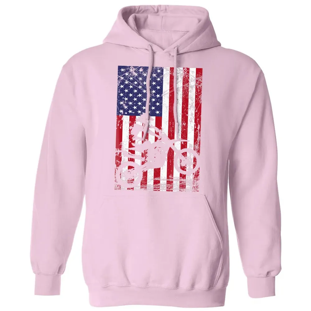 Dirt Bike American Flag  4th of july Classic Unisex Hoodie - 3