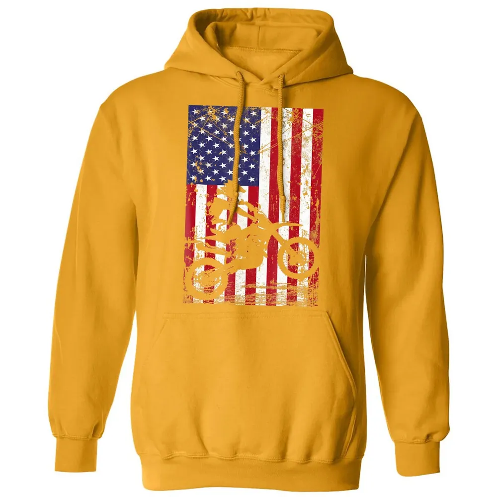 Dirt Bike American Flag  4th of july Classic Unisex Hoodie - 12