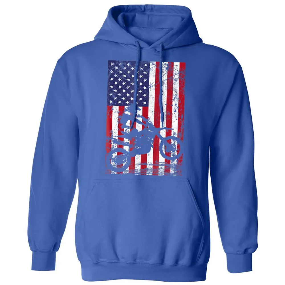 Dirt Bike American Flag  4th of july Classic Unisex Hoodie - 9