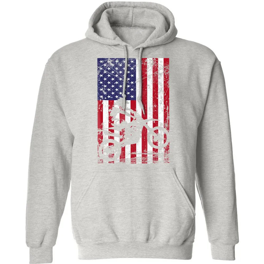 Dirt Bike American Flag  4th of july Classic Unisex Hoodie - 8