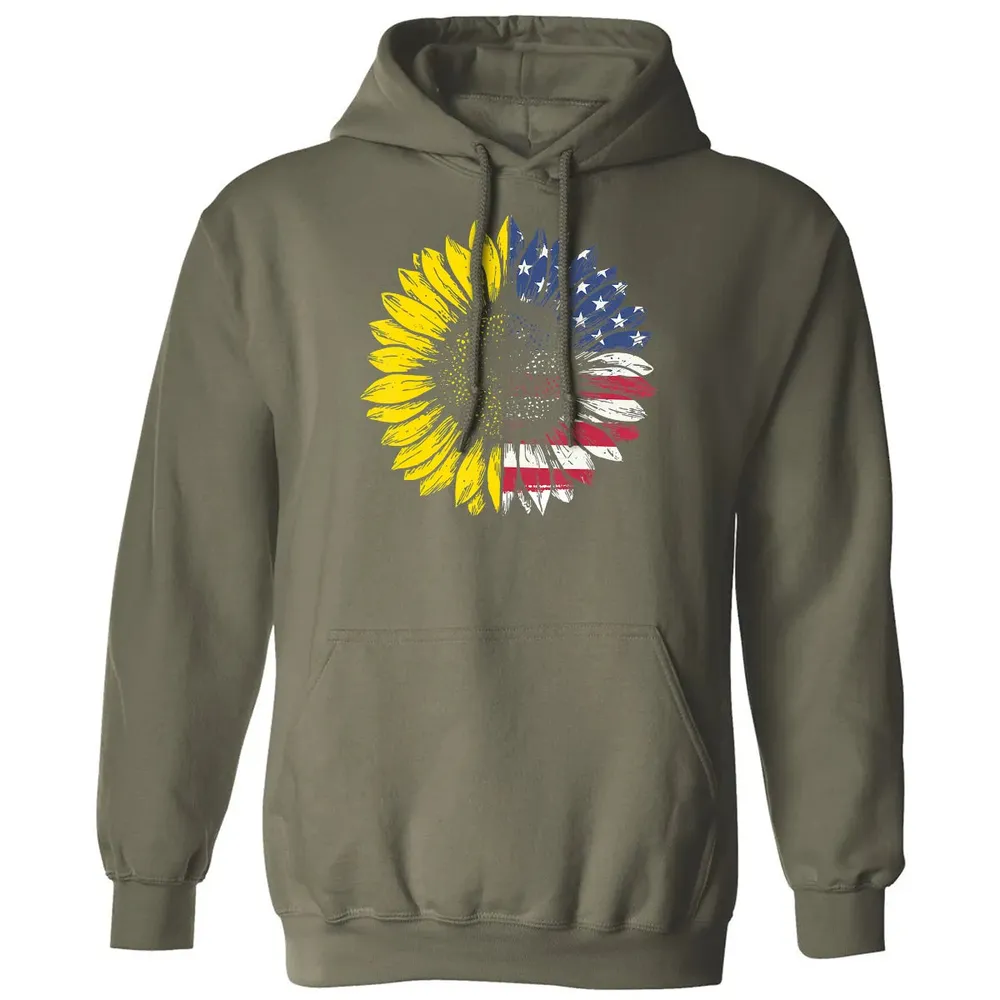 Sunflower American Flag Patriotic 4th Of July T Classic Unisex Hoodie - 4