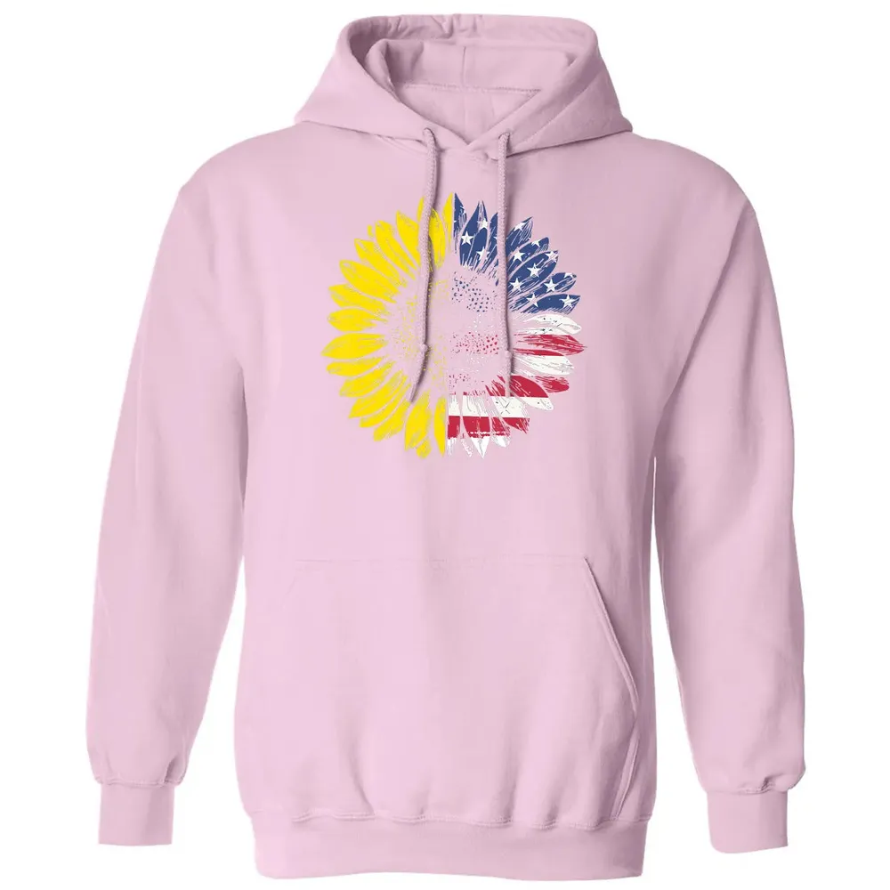 Sunflower American Flag Patriotic 4th Of July T Classic Unisex Hoodie - 3