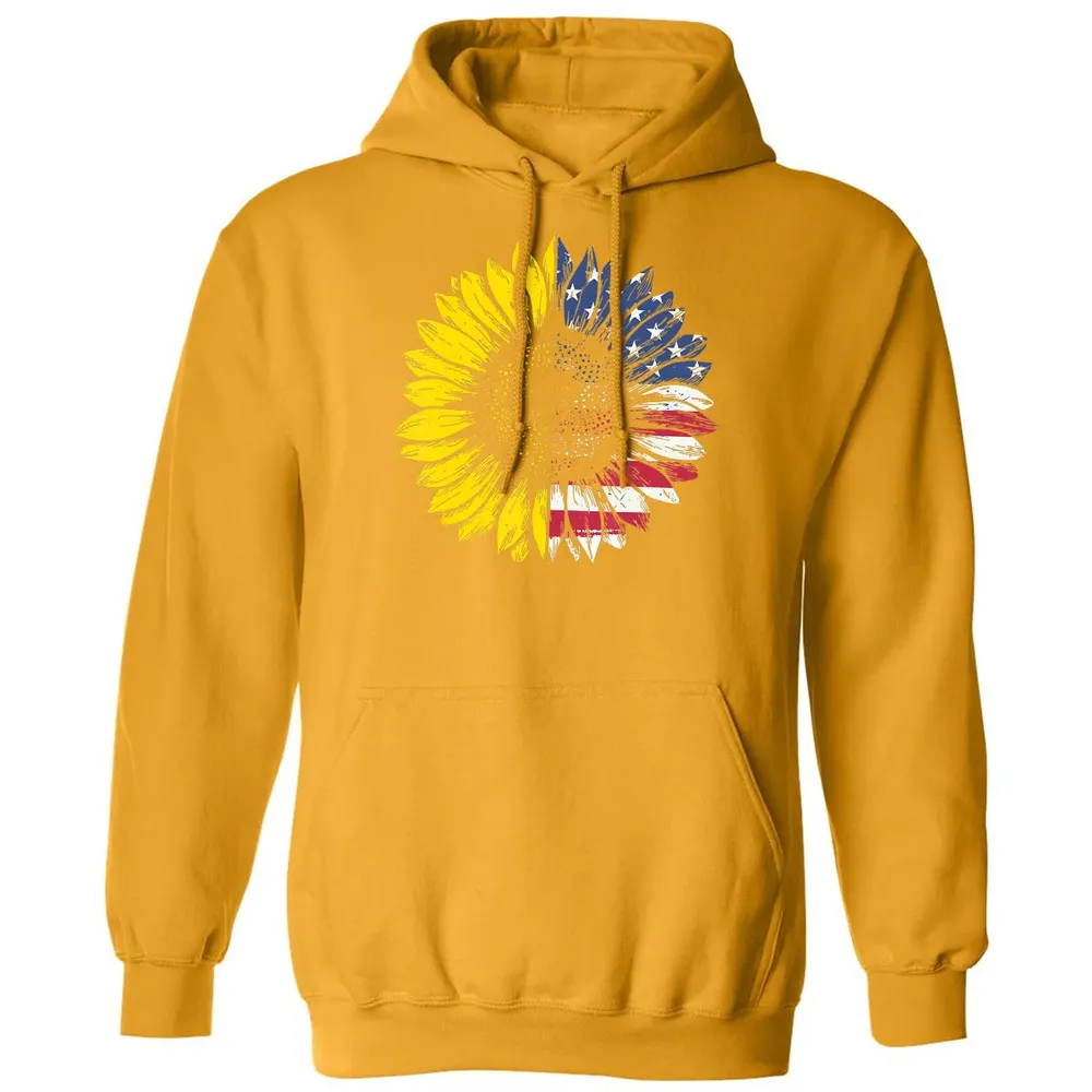 Sunflower American Flag Patriotic 4th Of July T Classic Unisex Hoodie - 12