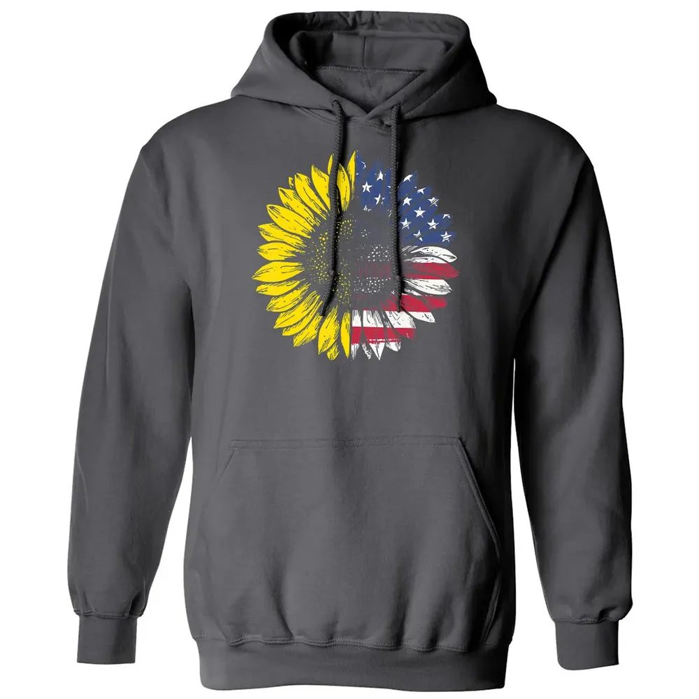 Sunflower American Flag Patriotic 4th Of July T Classic Unisex Hoodie - 7