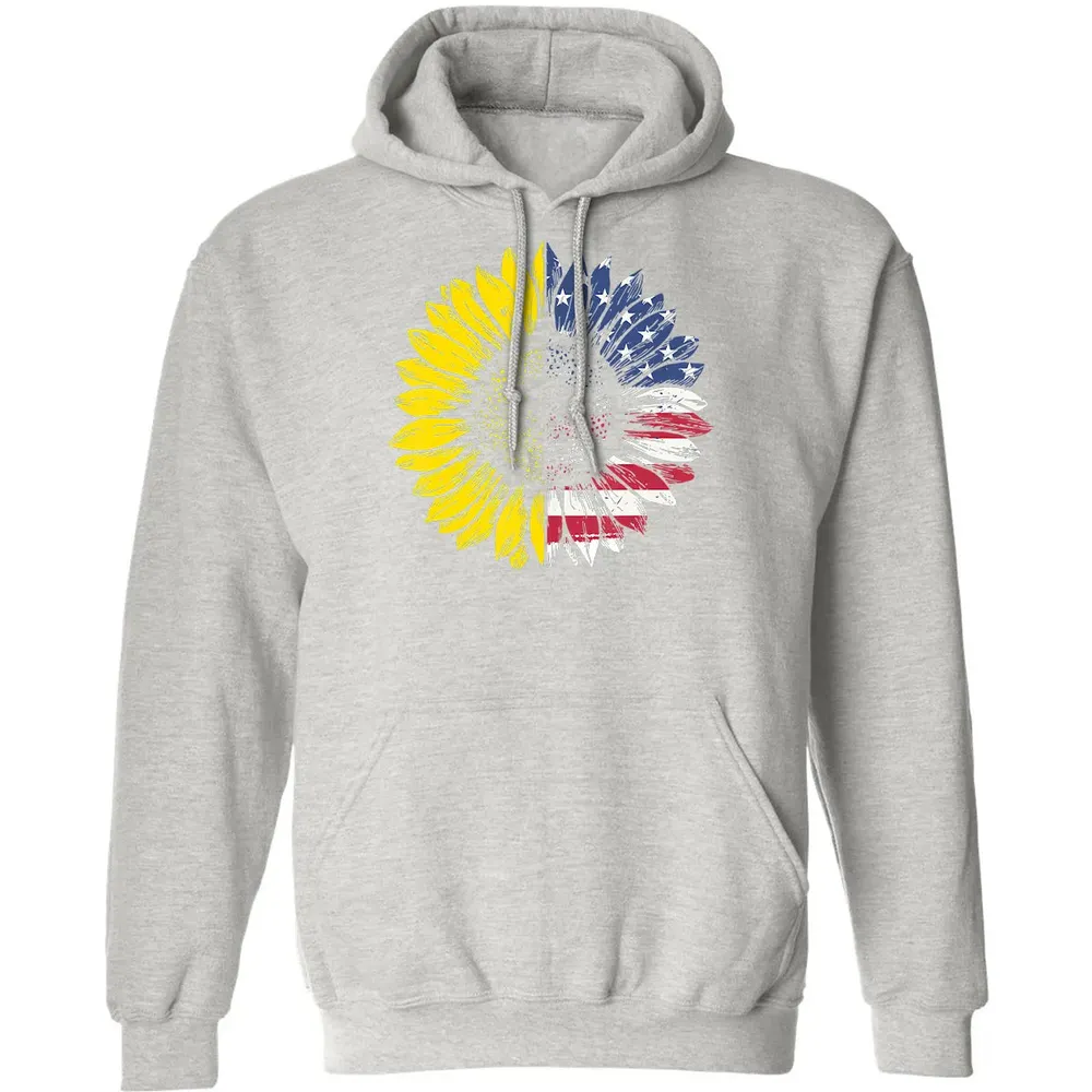 Sunflower American Flag Patriotic 4th Of July T Classic Unisex Hoodie - 8