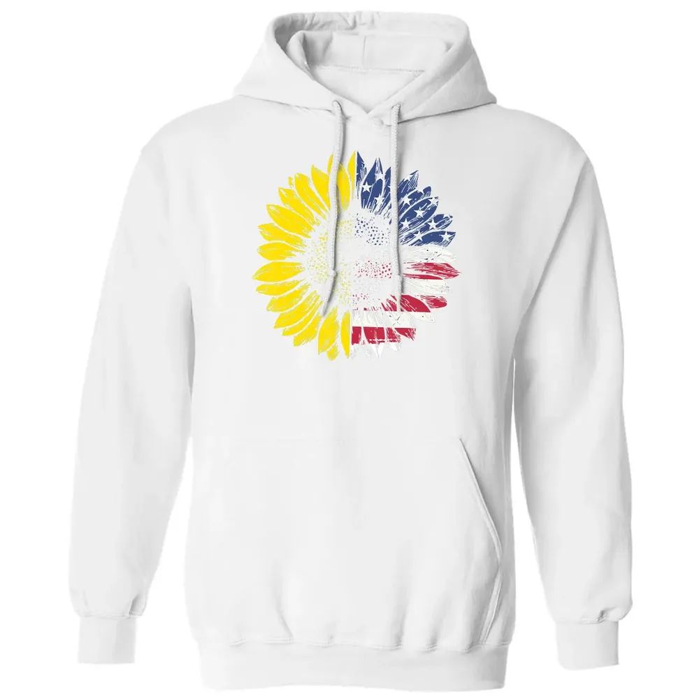 Sunflower American Flag Patriotic 4th Of July T Classic Unisex Hoodie - 11