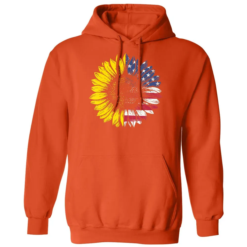Sunflower American Flag Patriotic 4th Of July T Classic Unisex Hoodie - 10