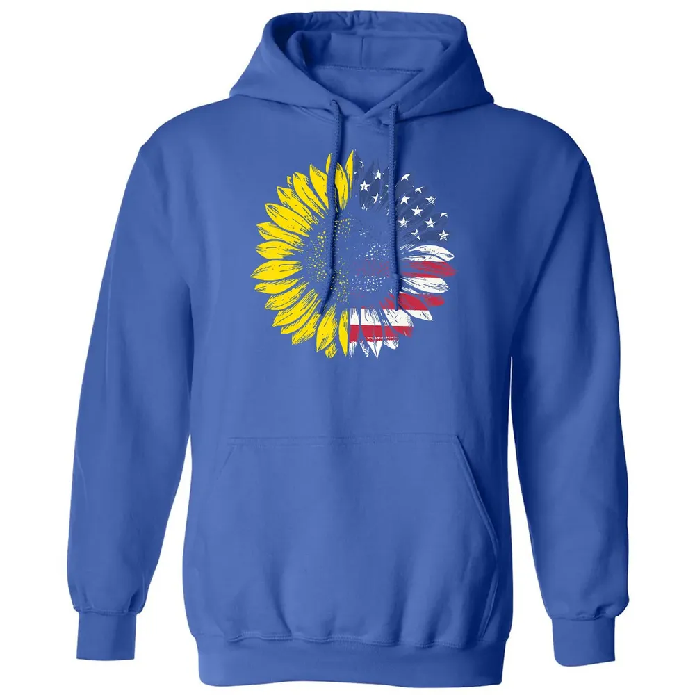 Sunflower American Flag Patriotic 4th Of July T Classic Unisex Hoodie - 9