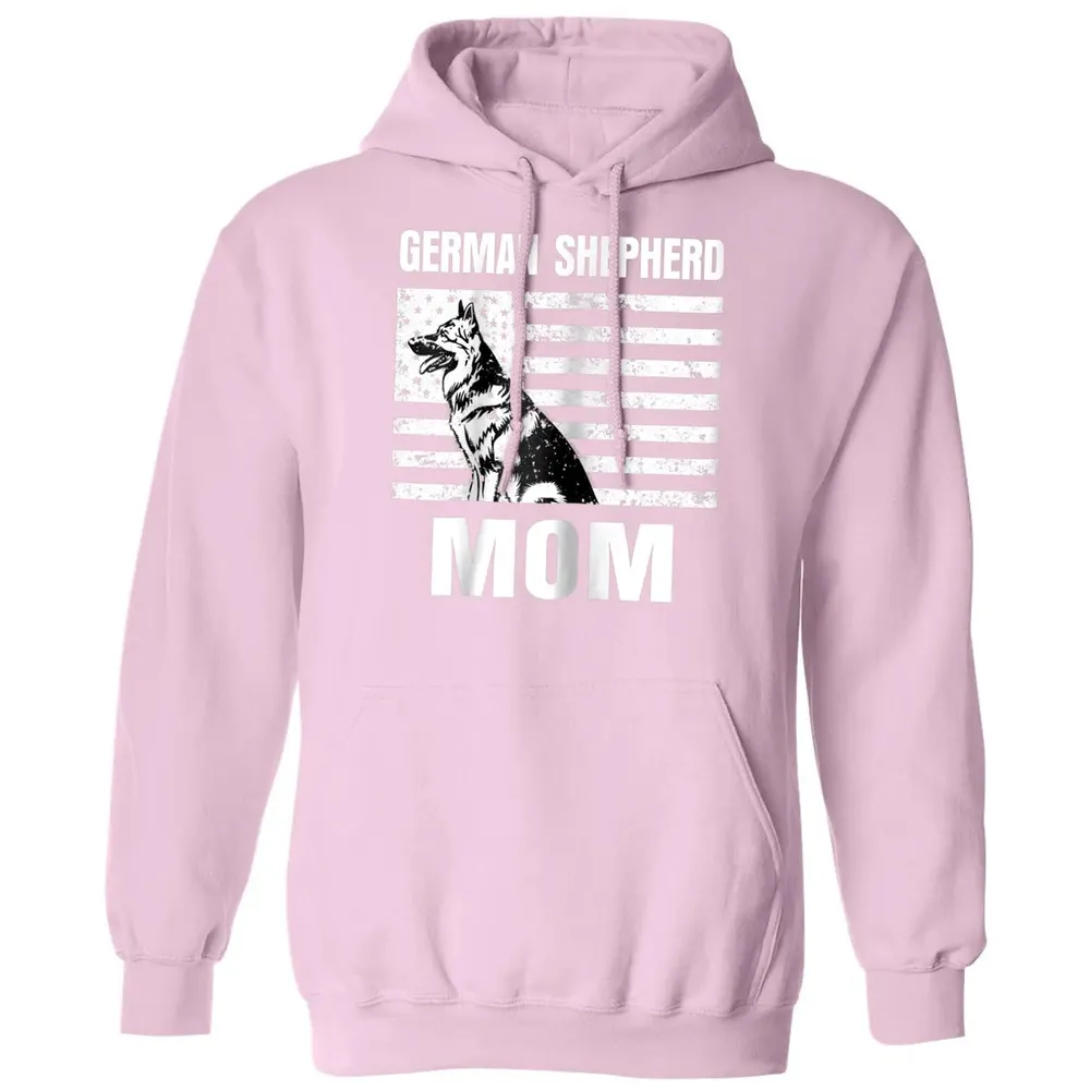 Womens Proud German Shepherd Mom GSD US Flag Classic Unisex Hoodie - 3