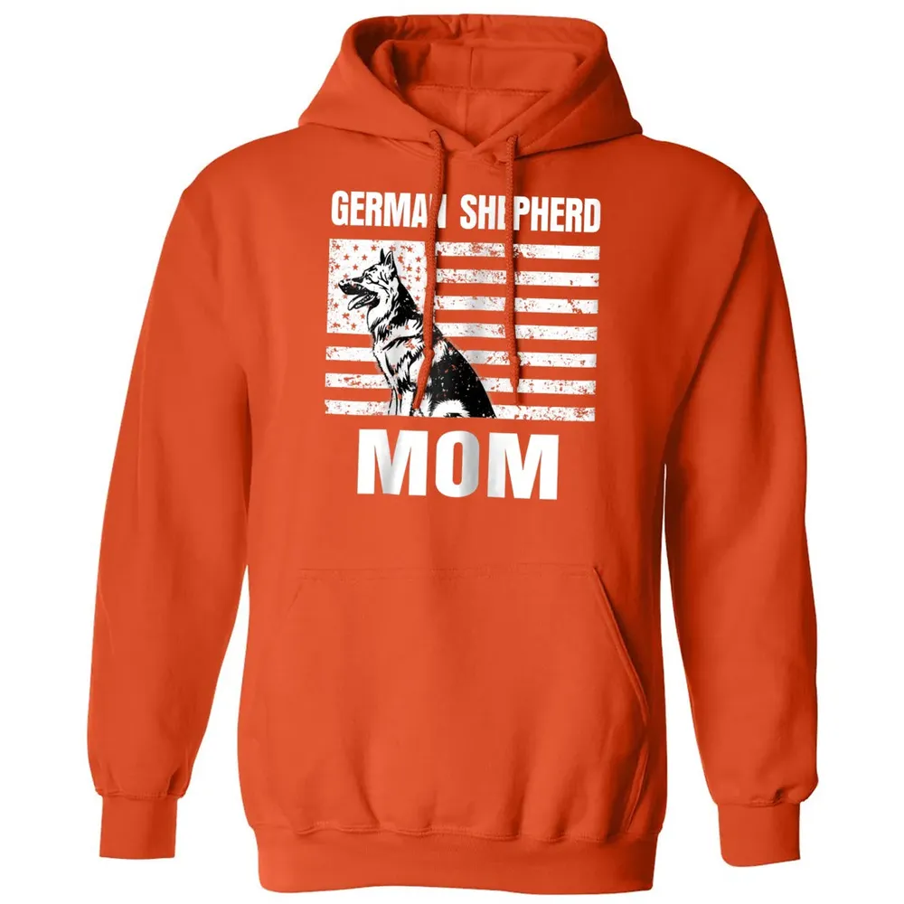 Womens Proud German Shepherd Mom GSD US Flag Classic Unisex Hoodie - 10