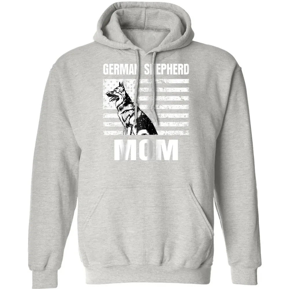 Womens Proud German Shepherd Mom GSD US Flag Classic Unisex Hoodie - 8