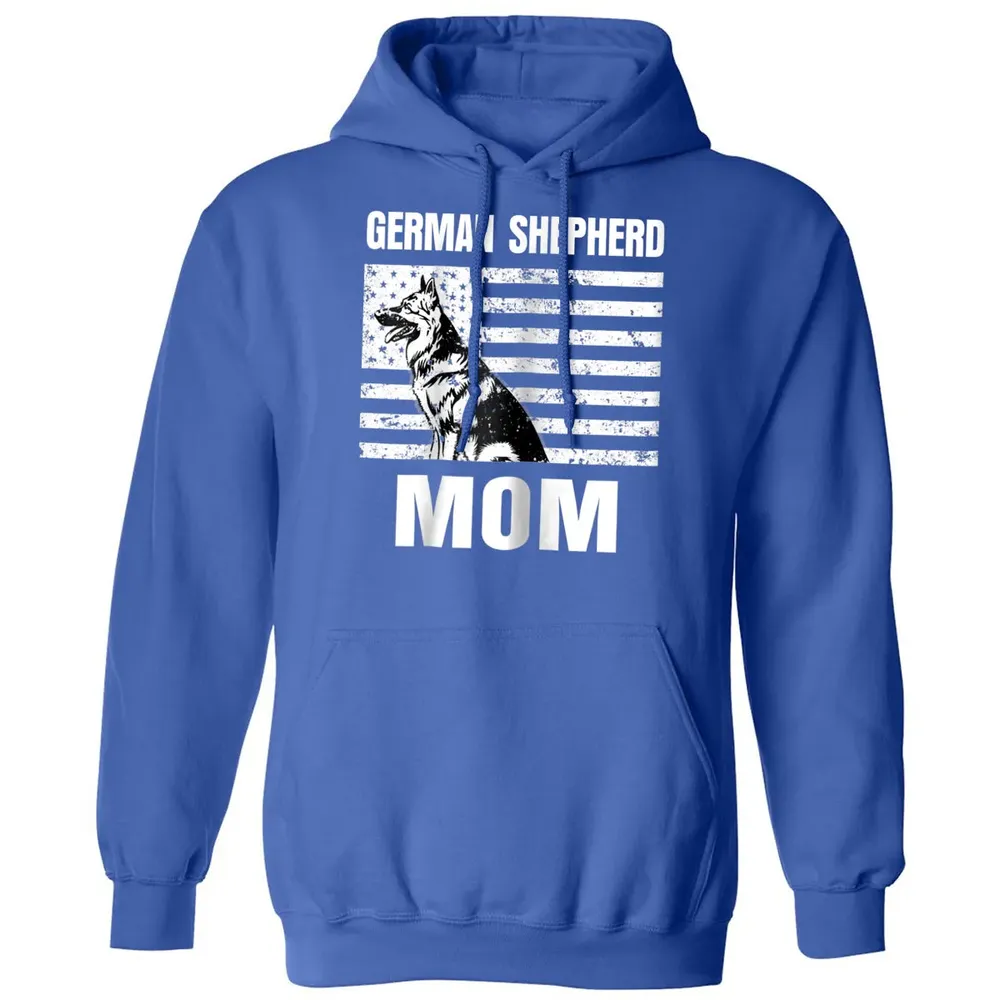 Womens Proud German Shepherd Mom GSD US Flag Classic Unisex Hoodie - 9