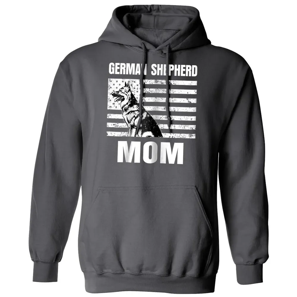 Womens Proud German Shepherd Mom GSD US Flag Classic Unisex Hoodie - 7