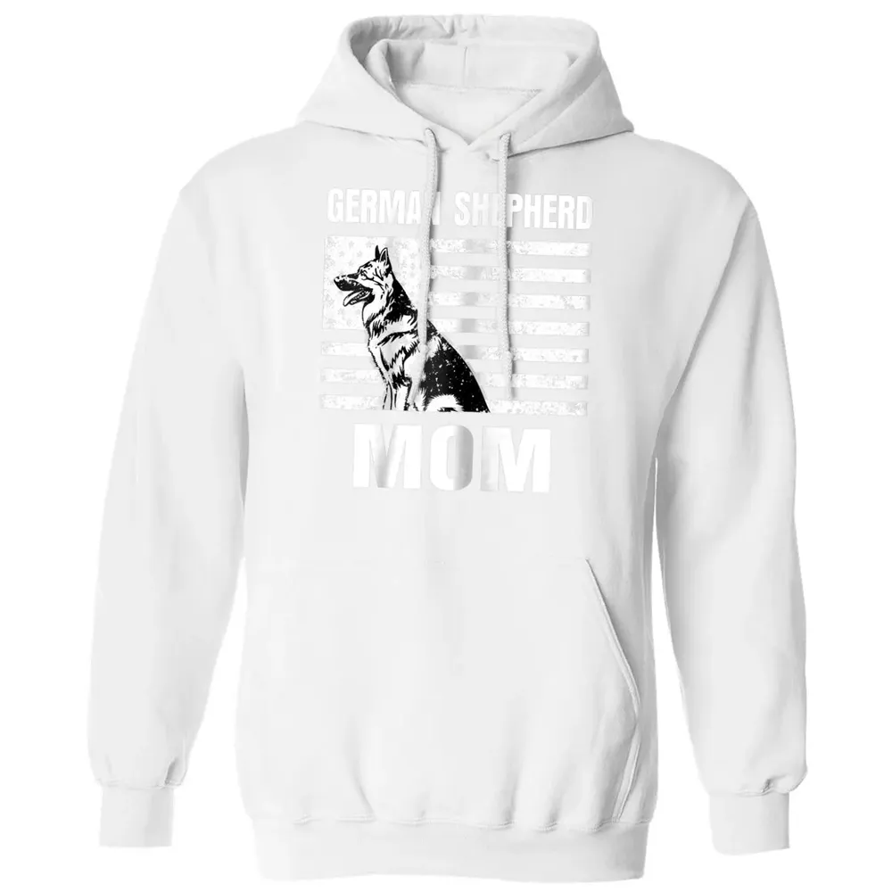 Womens Proud German Shepherd Mom GSD US Flag Classic Unisex Hoodie - 11