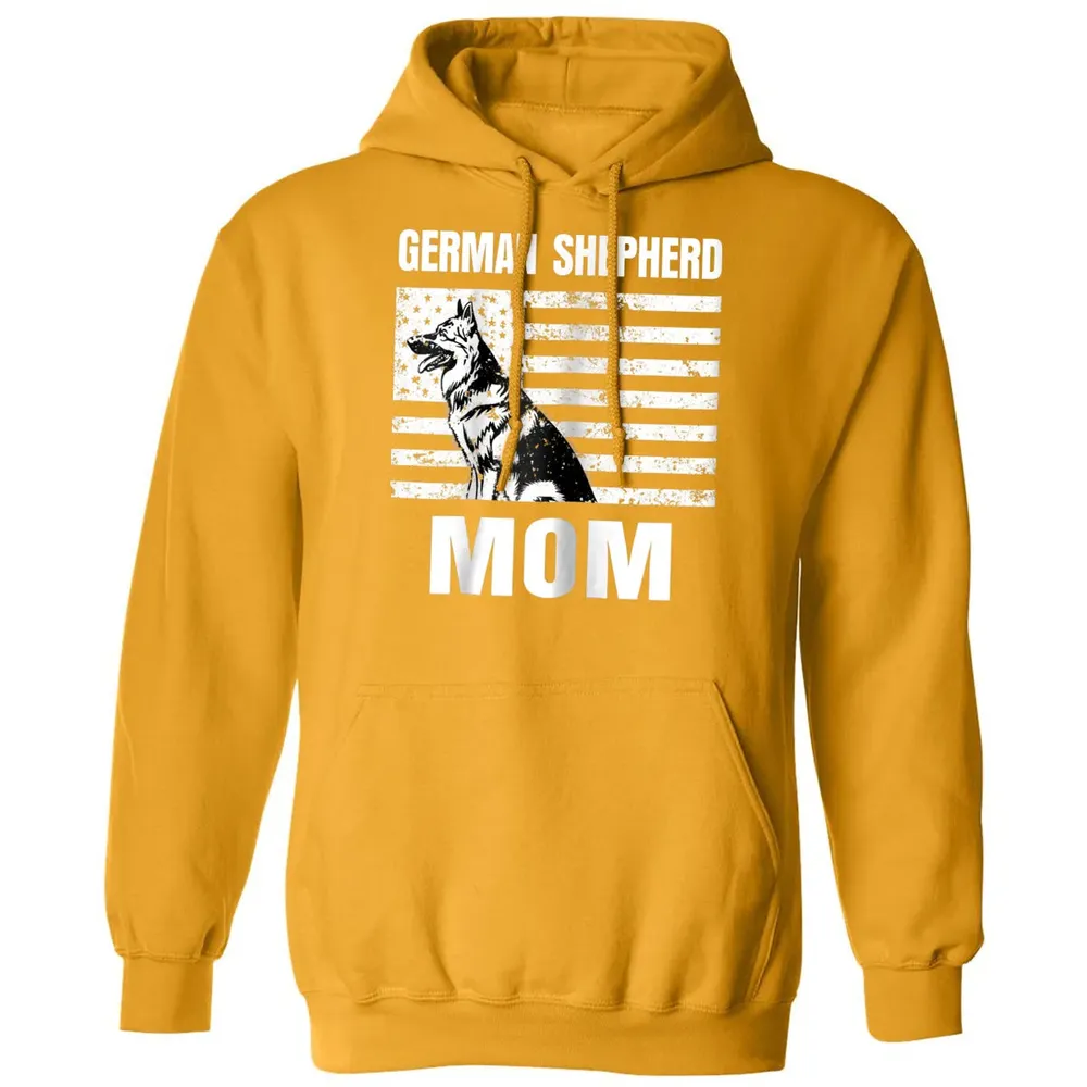 Womens Proud German Shepherd Mom GSD US Flag Classic Unisex Hoodie - 12