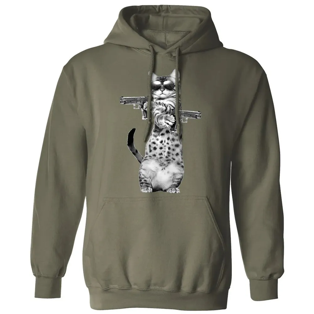 Kitty With Gun Funny Cat Classic Unisex Hoodie - 4