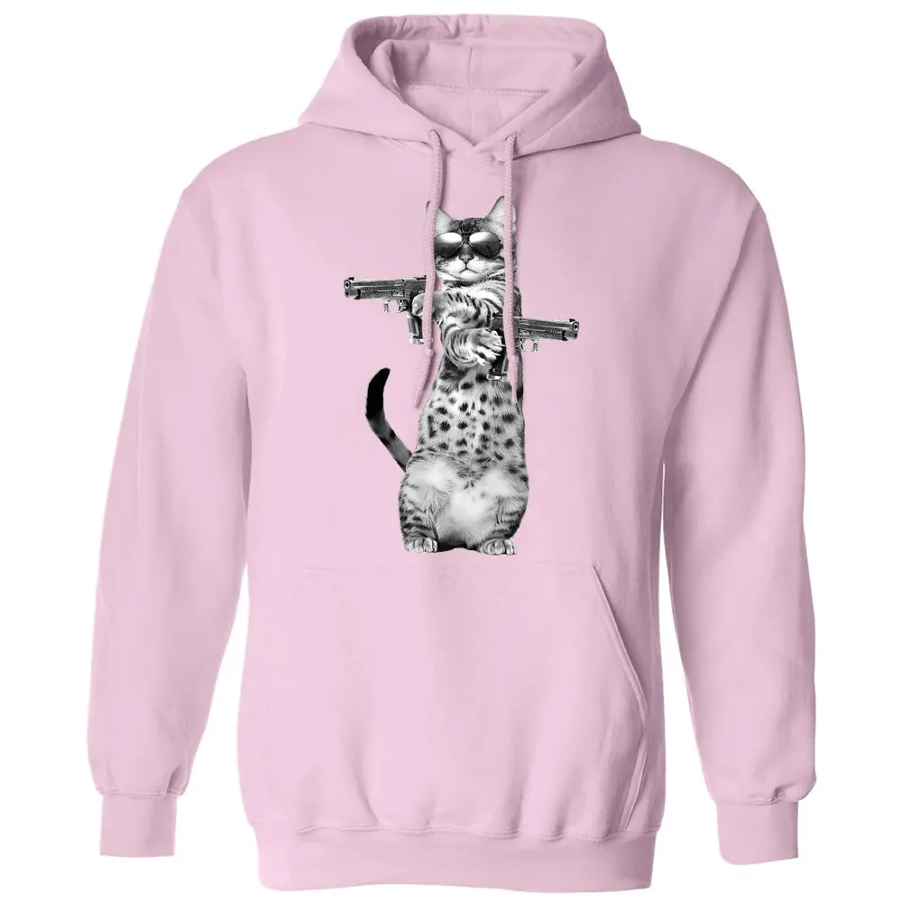 Kitty With Gun Funny Cat Classic Unisex Hoodie - 3