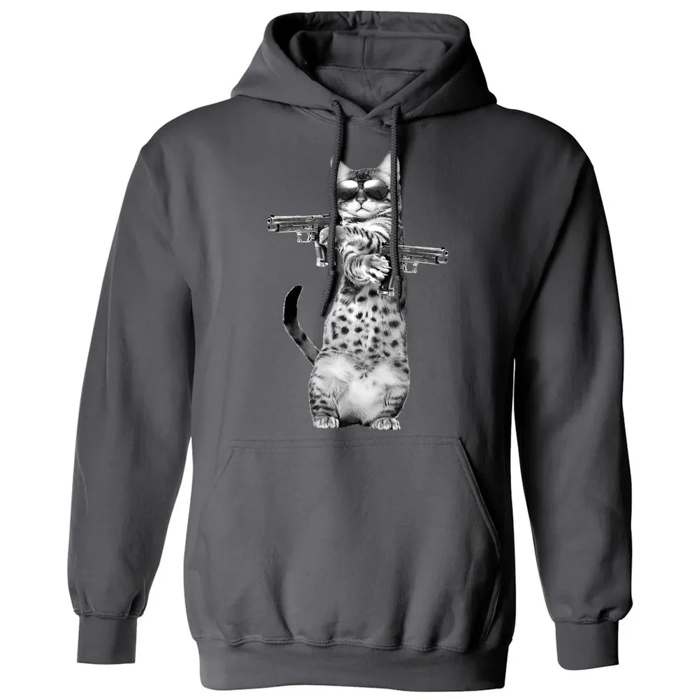 Kitty With Gun Funny Cat Classic Unisex Hoodie - 7