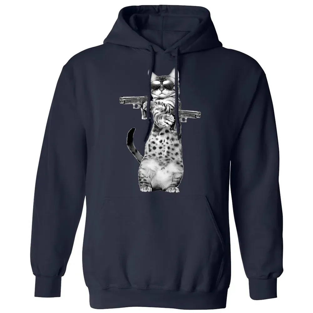 Kitty With Gun Funny Cat Classic Unisex Hoodie - 2