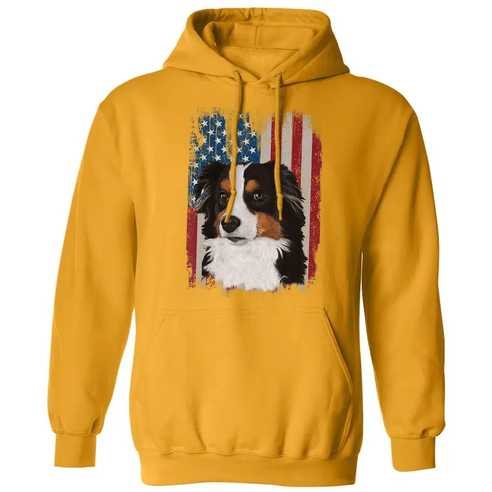 Australian Shepherd American Flag 4th Of July T Gifts Classic Unisex Hoodie - 12